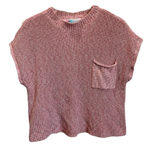Free People FP Beach Blush Freya Rib Knit Funnel Neck Boxy Sweater Large - Picture 1 of 7